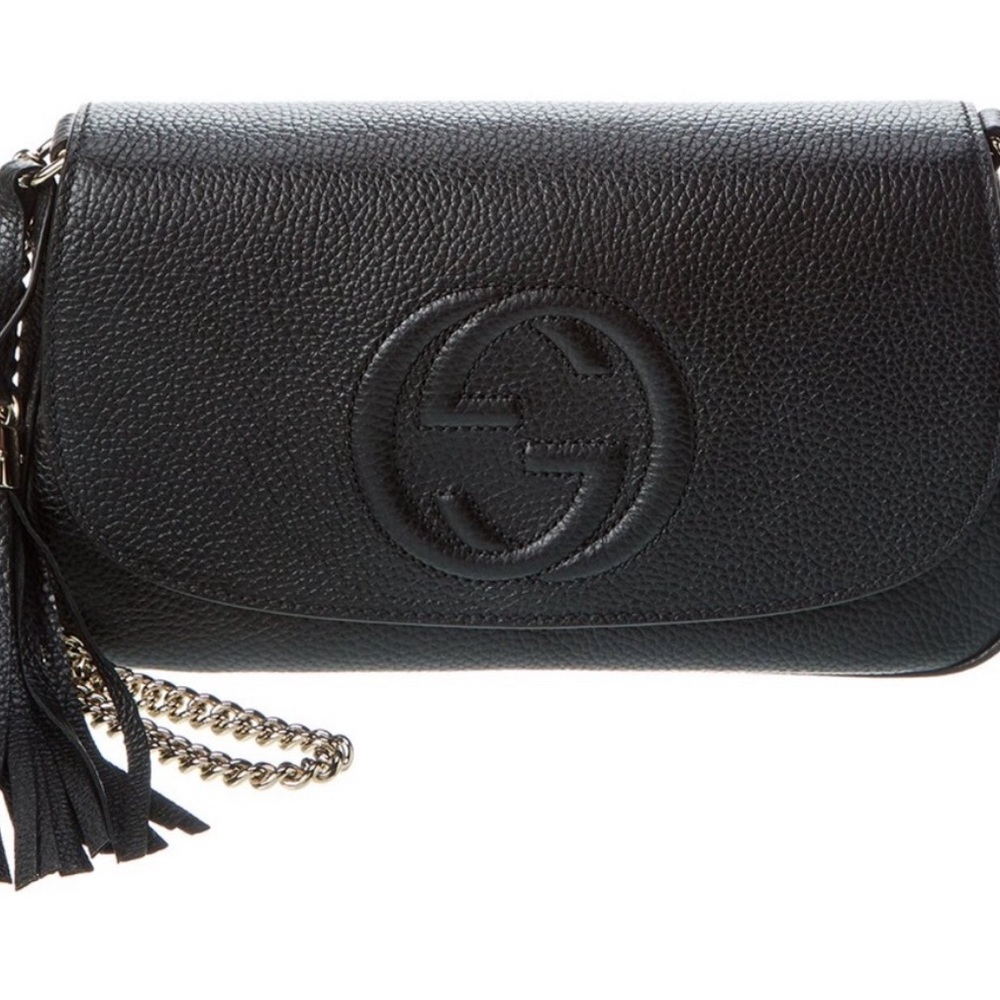 SOLD!!!! Gucci Soho Disco GG Black Calf
Leather Tassel Chain Crossbody